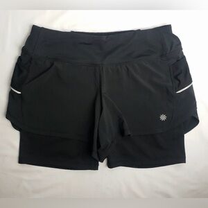 Athleta Black Layered Bike Shorts with Reflective Trim